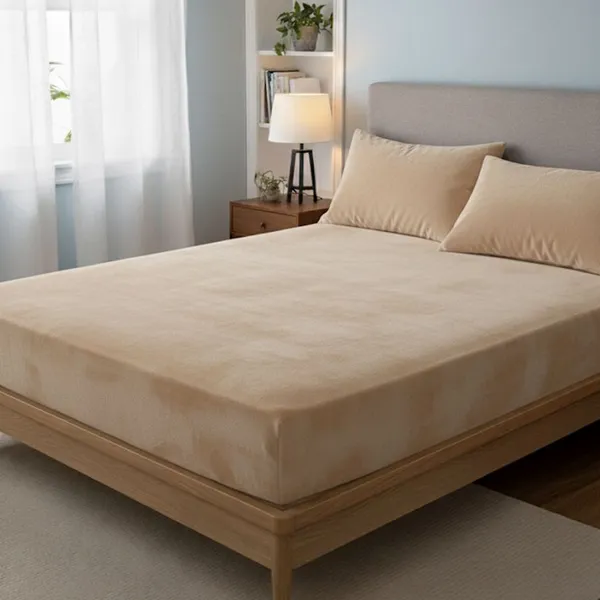 Beige_Premium_Cotton_King_Size_Bed_Sheet_With_Pillow_Cover