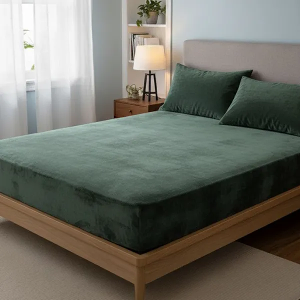 Green_Premium_Cotton_King_Size_Bed_Sheet_With_Pillow_Cover