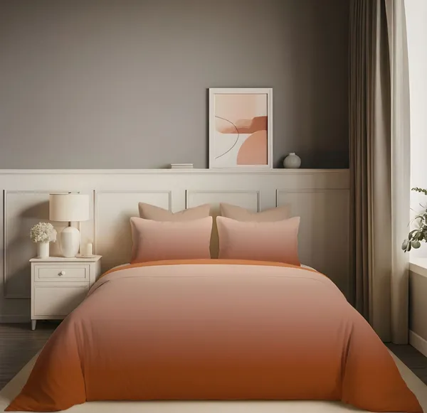 Light_Orange_King_Size_Elastic_Fitted_Bedsheet_Set_With_Pillow_Covers