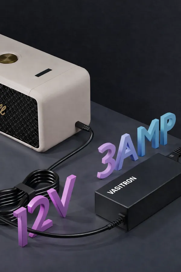 Black_12V_3Amp_Dc_Power_Adapter_With_3.3_Feet_Cable