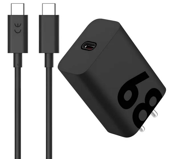 Black_68W_Fast_Charger_With_6.5A_Usbc_To_Usbc_Cable_Qualcomm_Quick_Charge_4+_Turbo_Power_Adapter_(1M_Cable)
