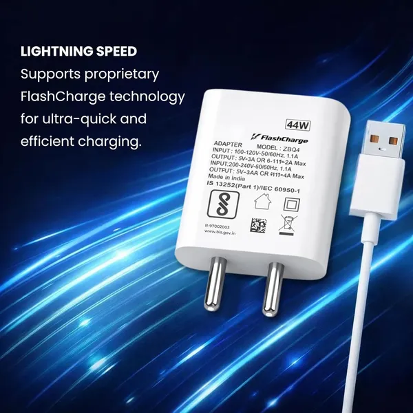White_Flashcharge_44W_Fast_Charging_Adapter_With_Usbc_Cable_Bis_Certified