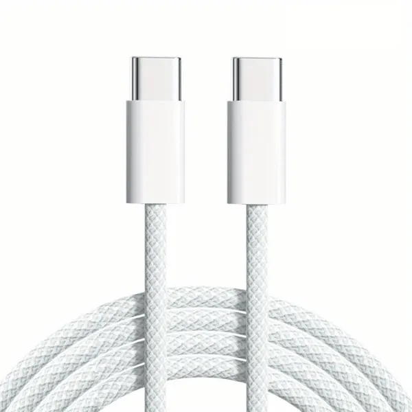 White_Usb_Typec_To_Typec_Fast_Charging_Braided_Cable_With_480Mbps_Data_Transfer