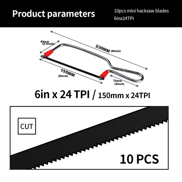 Ziodic_6"_Junoir_Hacksaw_Frame_With_Blade_(6_Inch_-Silver_Color)_With_10_Blades
