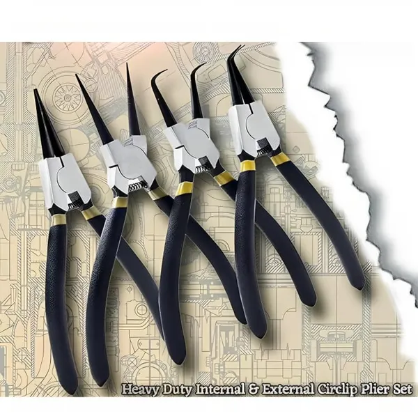 Ziodic_Circlip_Plier_7"_Set_Of_4_Pcs,_Internal_Bent_Nose_Internal_Straight_External_Bent_Nose_Circlip_Plier.