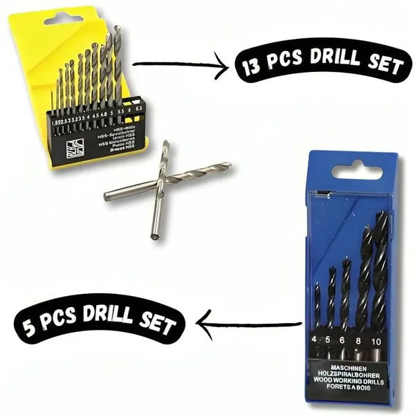 Ziodic_Drill_Bit_Set_Of_13_For_Wood,_Malleable_Iron,_Aluminium,_Plastic_And_Masonry_With_Set_Of_5_Pieces_For_Concrete_And_Brick_Wall_Drilling,_Hex