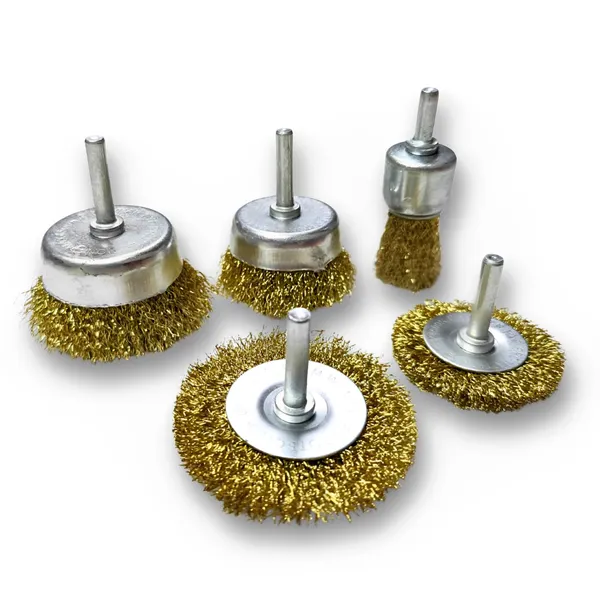 Ziodic_Brass_Coated_Wire_Brush_Wheel_And_Cup_Brush_Set,_Shank,_5_Sizes,_Golden,_Set_Of_5