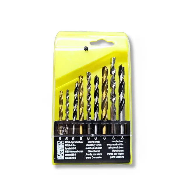 Ziodic_9Pcs_Combination_Metric_Drill_Bit_Set_Of_(Hss+Wood+Masonry)_For_Hole_In_Metal/Concrete/Wood