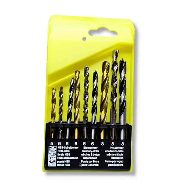 Ziodic_9Pcs_Combination_Metric_Drill_Bit_Set_Of_(Hss+Wood+Masonry)_For_Hole_In_Metal/Concrete/Wood