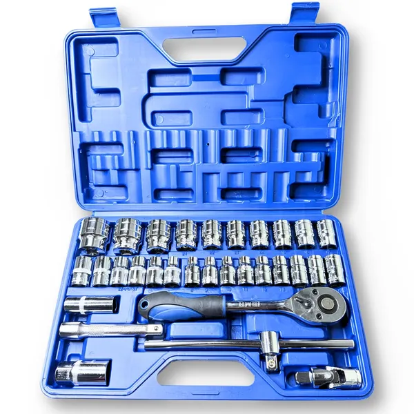 Ziodic_32Pcs_Heavy_1/2"_Inch_Combinational_Ratchet_Socket_Wrench_Spanner_Tool_Goti_Set_With_Carry_Box_For_Automobiles/Bike/Car_Repair_Toolkit_Socket_Set_(Pack_Of_32)_((Heavy_Quality)_(Blue_Box))