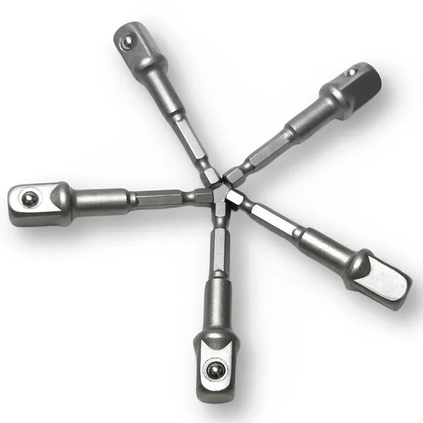 Ziodic_Chrome_Vanadium_Steel_Heavy_Duty_5_Piece_Set_Of_1/2_Hex_Shank_Wrench_Socket_To_Power_Drill_Adapter_Bits_Nut_Driver_Extension_Bar_Square_Head_For_Automotive_(Set_Of_5_(1/2)