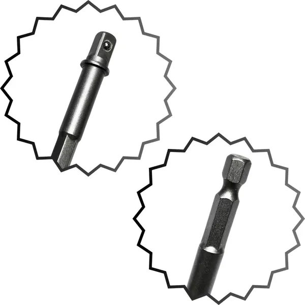 Ziodic_Chrome_Vanadium_Steel_Heavy_Duty_5_Piece_Set_1/4Hex_Shank_Wrench_Socket_To_Power_Drill_Adapter_Bits_Nut_Driver_Extension_Bar_Square_Head_For_Automotive_(Set_Of_5_(1/4)