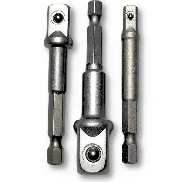 Ziodic_Chrome_Vanadium_Steel_Heavy_Duty_3_Piece_Set_1/4"_3/4"_1/2"_Hex_Shank_Wrench_Socket_To_Power_Drill_Adapter_Bits_Nut_Driver_Extension_Bar_Square_Head_For_Automotive_(Set_Of_3_(1/2,3/4,1/4))