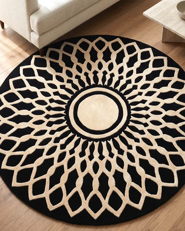 Black_Mandala_Round_Hand_Tufted_Wool_Rug