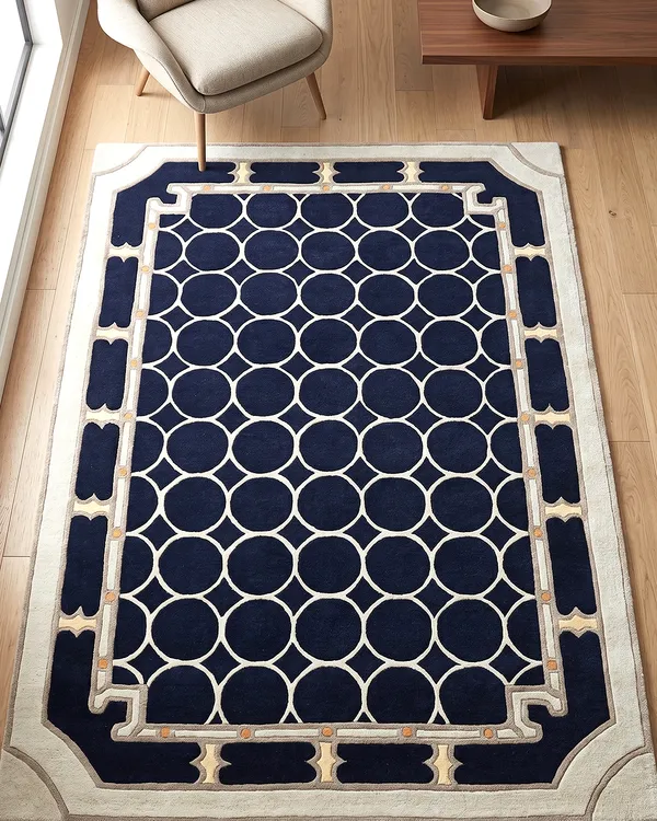 Blue_Geometric_Medallion_Hand_Tufted_Wool_Rug