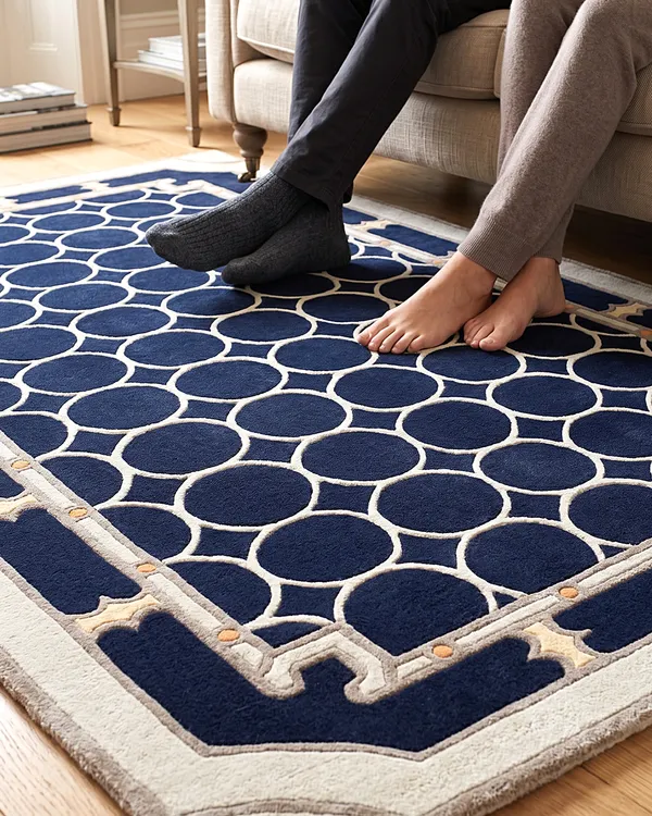 Blue_Geometric_Medallion_Hand_Tufted_Wool_Rug
