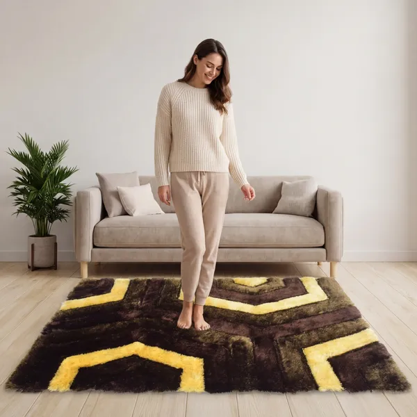Yellow_Brown_Hand_Woven_Fluffy_Soft_Floor_Carpet_Microfiber_Shaggy_Modern_Rugs_Anti_Skid_Backing_For_Home_Living_Room_Bedroom_Dining_Room_Kids_Room_Brown