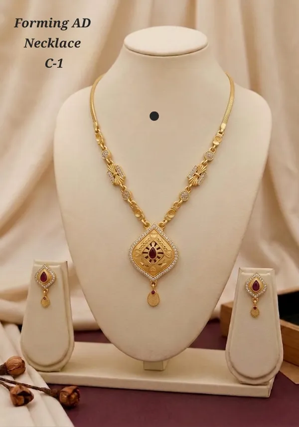 Premium_Quality_Red_Diamond_Pendant_With_Matching_Earrings_Design_for_Gilrs/Women