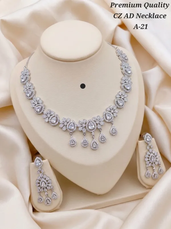 Premium_Quality_AD_Necklace_With_Earrings_White_Color