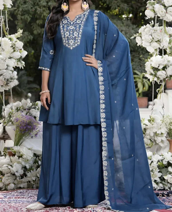 Blue_Modal_Silk_Sharara_Suit_Set_For_Women