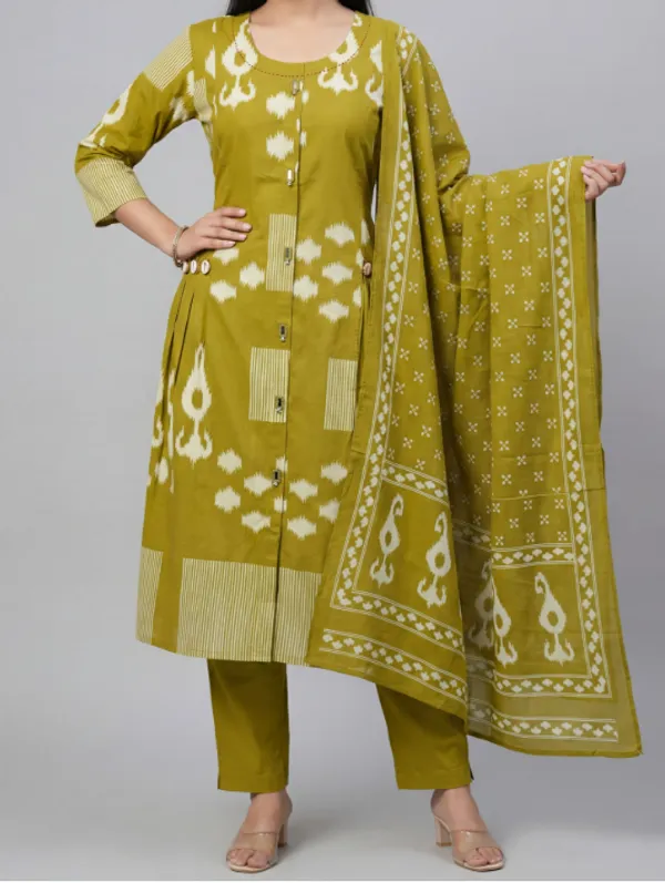 Mustard_Yellow_Cotton_Kurta_Set_For_Women