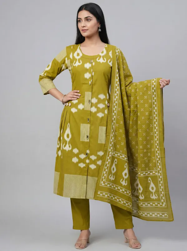 Mustard_Yellow_Cotton_Kurta_Set_For_Women