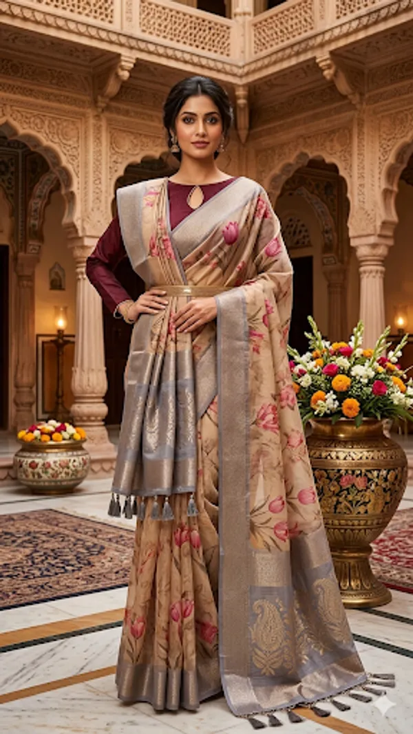 Multicolor_Elegant_Paisley_Print_Silk_Saree_with_Contrast_Border