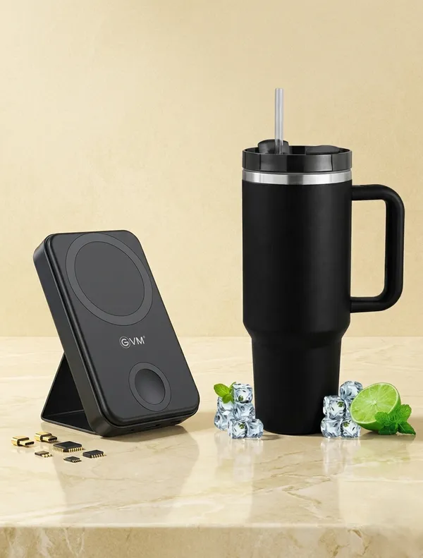 Black_Stainless_Steel_1_Tumbler_Mug_1_Steel_Straw_And_Plastic_And_Metal_Ambrane_20000Mah_22_5_W_Power_Bank