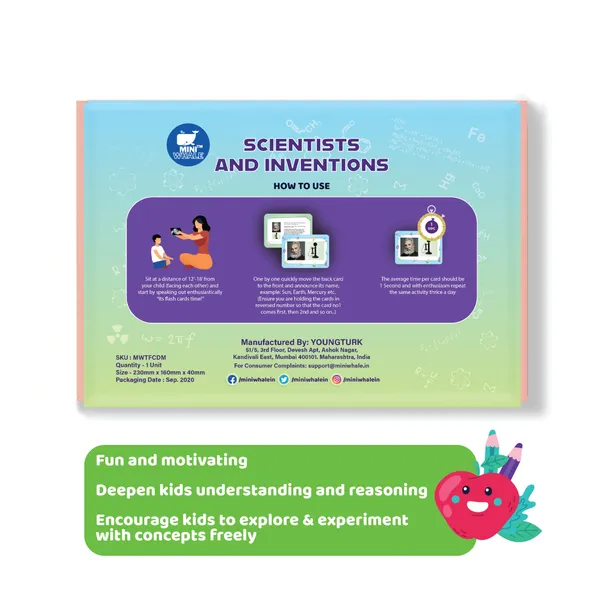 Miniwhale©_Scientist_And_Invention_Flash_Cards_For_Kids_(Pack_of_32)_-_ASTM,_EN71_&_AUSNZ_Safety_Certified