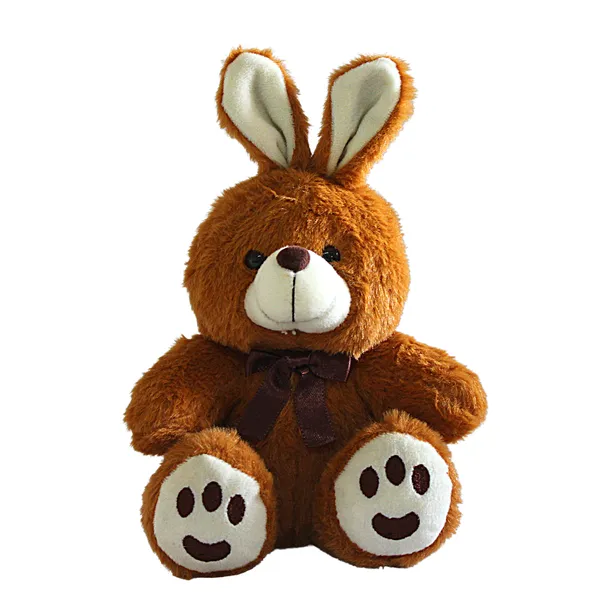 Dark_Brown_Polyester_Fabric_Bunny_Soft_Toy_With_Paws