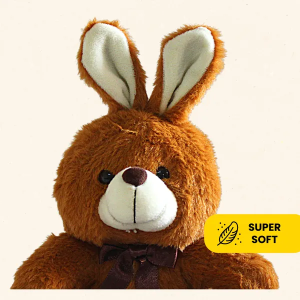Dark_Brown_Polyester_Fabric_Bunny_Soft_Toy_With_Paws