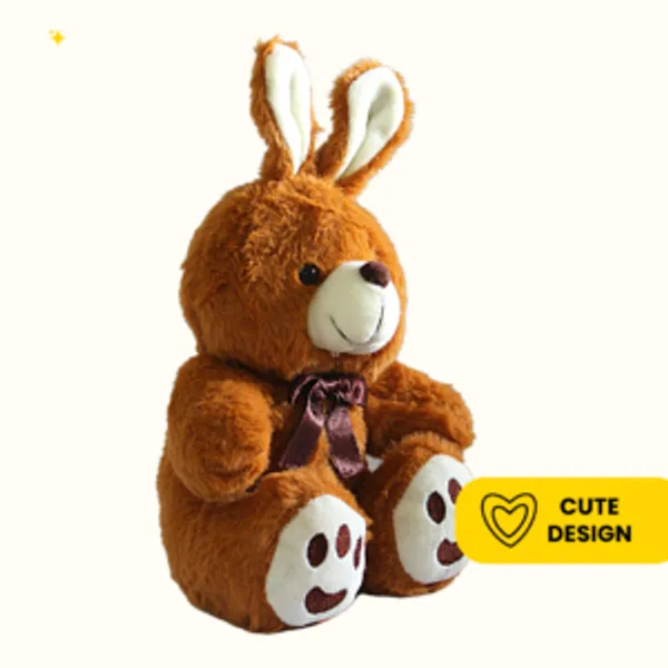 Dark_Brown_Polyester_Fabric_Bunny_Soft_Toy_With_Paws