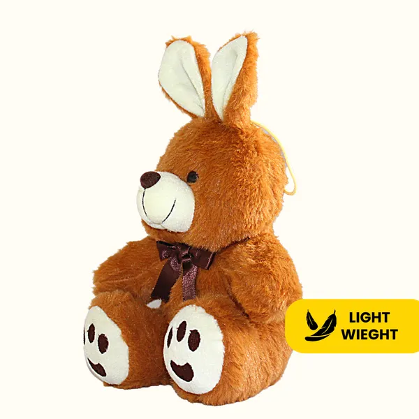 Dark_Brown_Polyester_Fabric_Bunny_Soft_Toy_With_Paws