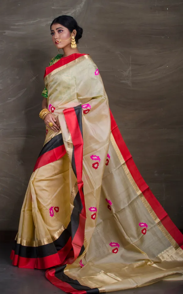 Meenakari_Woven_Nakshi_Work_Hand_Woven_Tussar_Kota_Banarasi_Saree_In_Parmesan_And_Multicolor