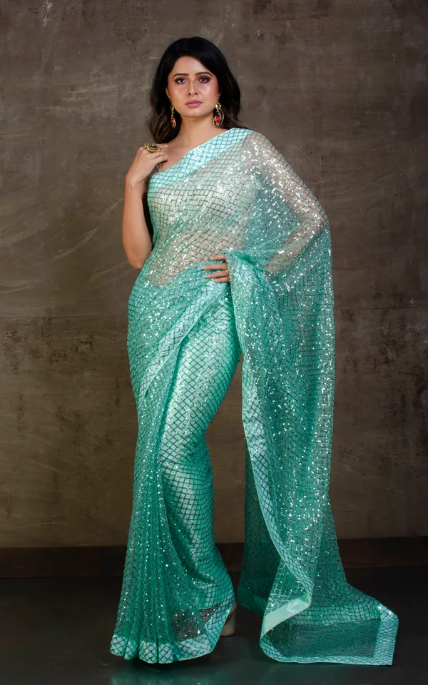 Designer_Italian_Net_With_Sequin_Woven_Bollywood_Sarees_In_Mint_Green
