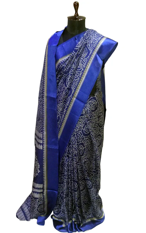 Designer_Satin_Border_Soft_Kota_Doria_Digital_Printed_Saree_In_Dark_Blue_And_Off_White