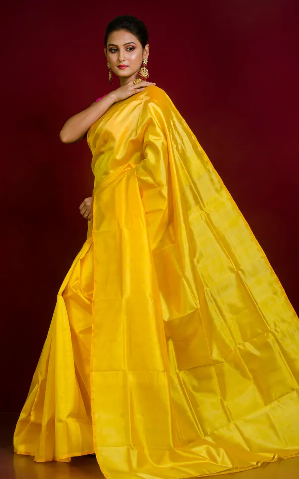 Soft_Woven_Bishnupuri_Katan_Silk_Saree_In_Bright_Golden_Yellow