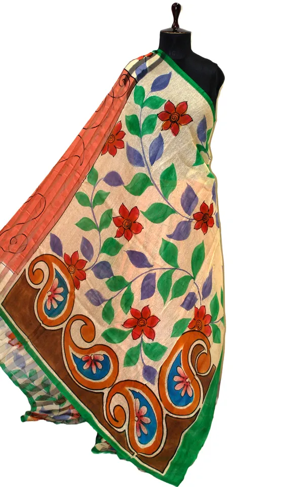 Super_Soft_Printed_Pure_Matka_Silk_Saree_In_Burnt_Sienna_Green_And_Multicolor