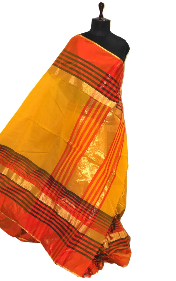 Maheshwari_Cotton_Silk_Saree_In_Yellow_Red_And_Black