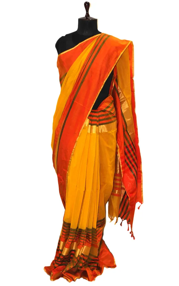 Maheshwari_Cotton_Silk_Saree_In_Yellow_Red_And_Black
