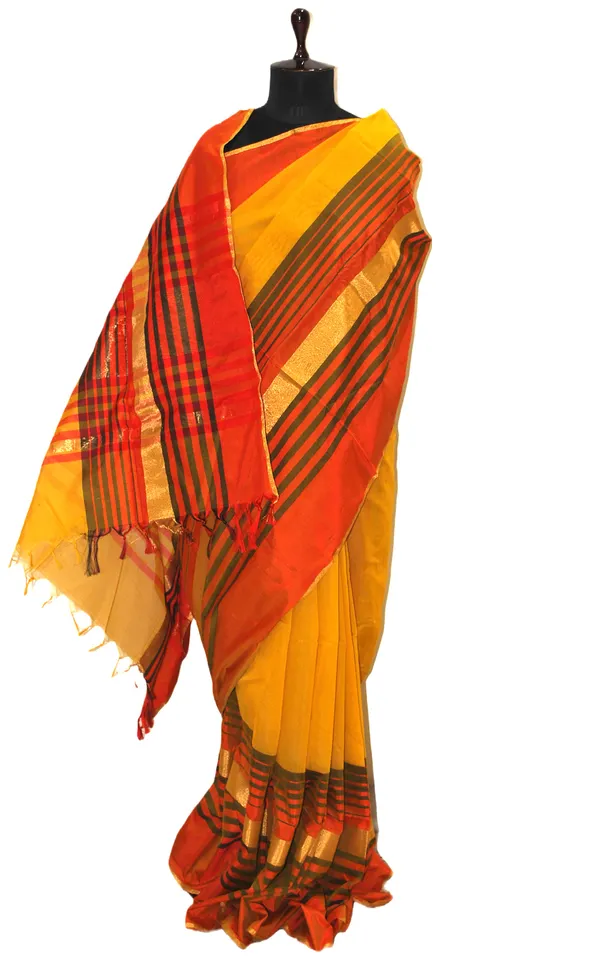 Maheshwari_Cotton_Silk_Saree_In_Yellow_Red_And_Black