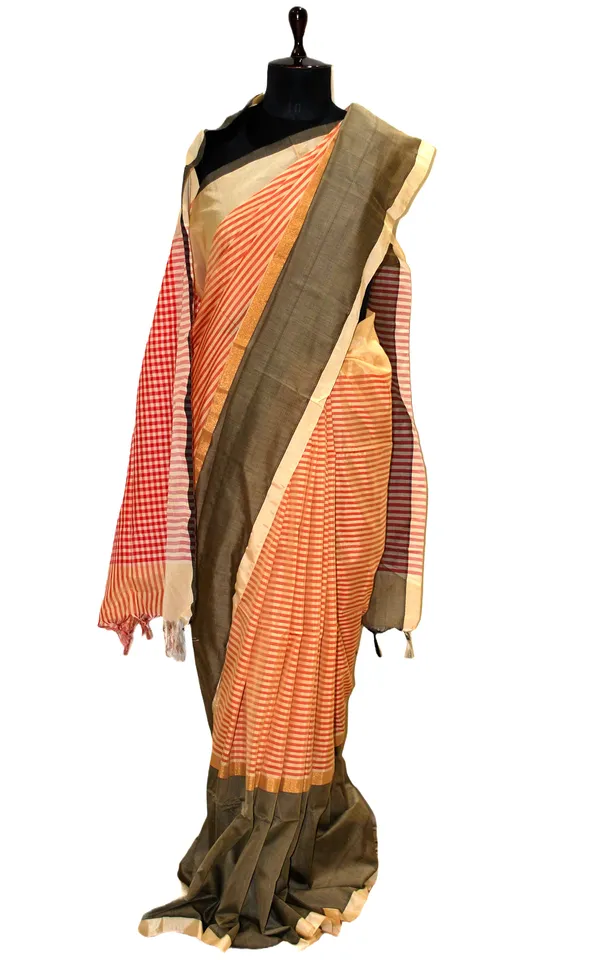 Maheshwari_Cotton_Silk_Saree_In_Parmesan_Red_And_Charcoal_Black