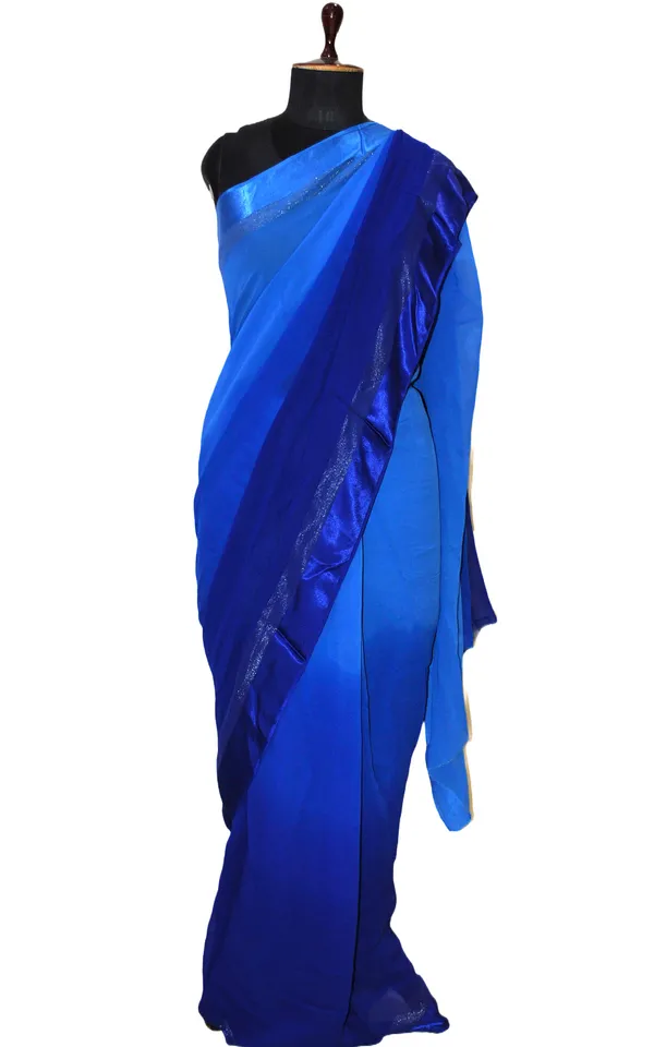 Designer_Dual_Shaded_Georgette_Saree_In_Blue_And_Silver_Zari_Work