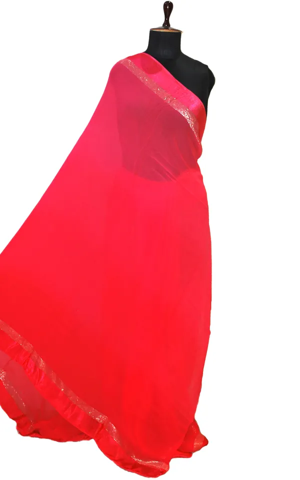 Designer_Dual_Shaded_Georgette_Saree_In_Paradise_Pink_And_Silver_Zari_Work