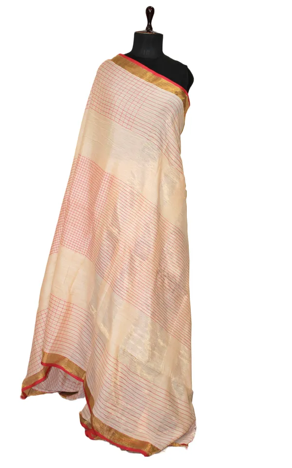 Hand_Woven_Premium_Soft_Cotton_Tissue_Saree_In_Parmesan_Red_And_Gold