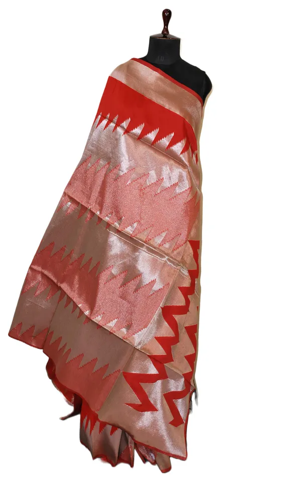 Blended_Cotton_Silk_Kanjivaram_Saree_In_Red_And_Antique_Gold