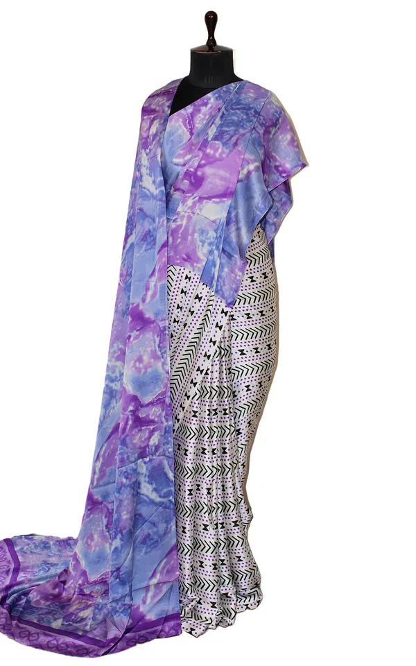 Printed_Soft_Crepe_Silk_Saree_In_Off_White_Black_Violet_And_Blue