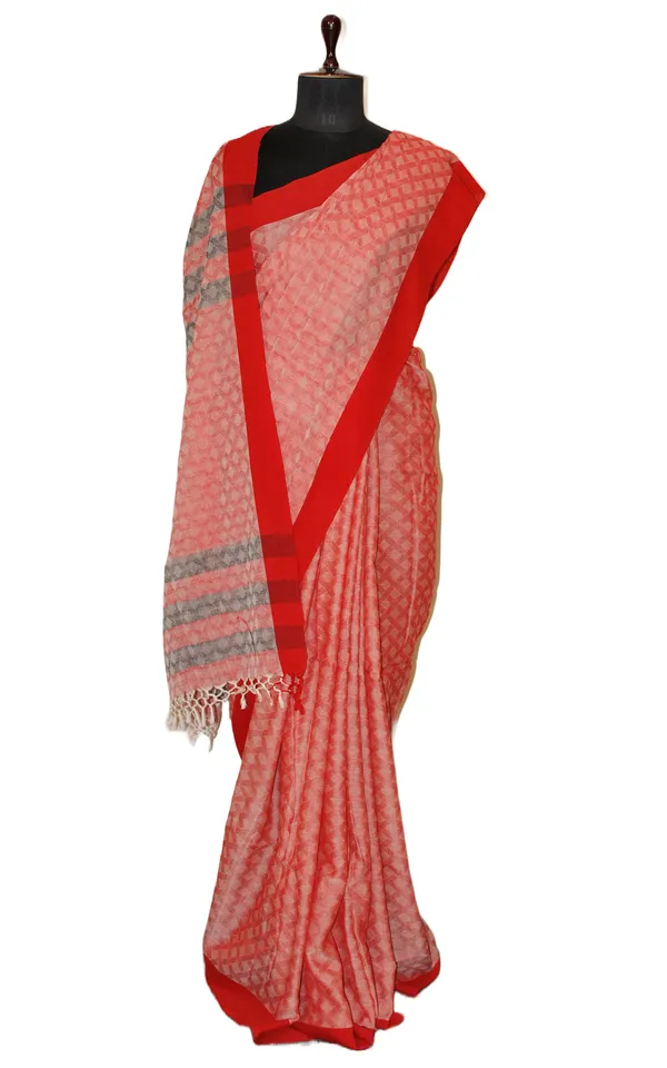 Hand_Woven_Tan_Chui_Brocade_Saree_In_Red_Off_White_And_Black