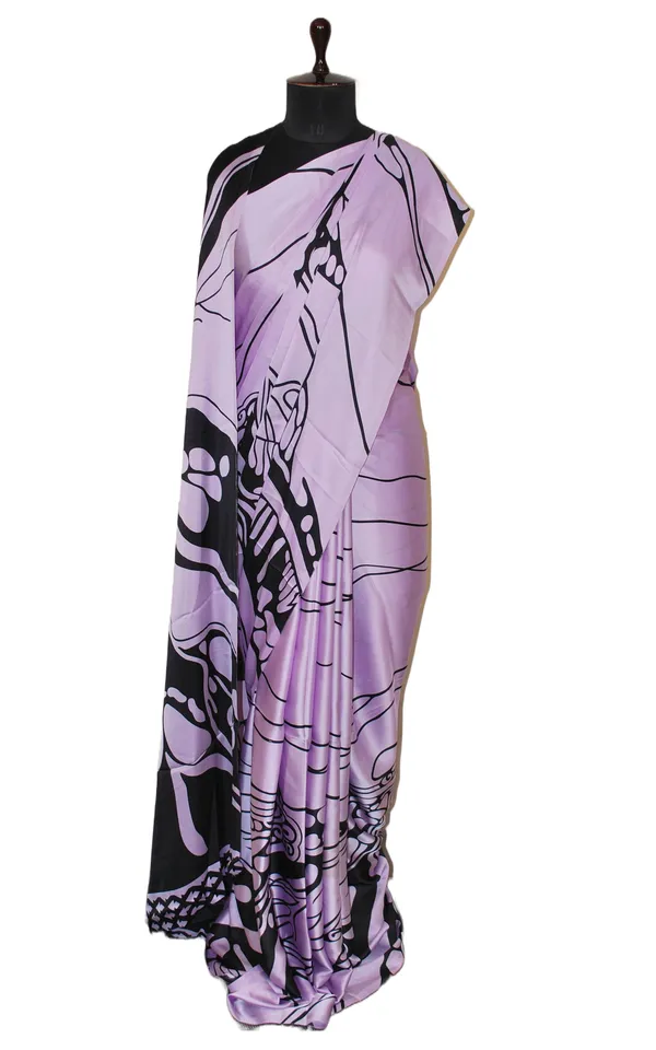 Printed_Soft_Crepe_Silk_Saree_In_Lavender_And_Black_In_Abstract_Prints