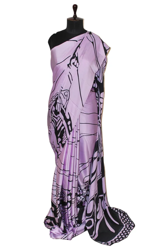 Printed_Soft_Crepe_Silk_Saree_In_Lavender_And_Black_In_Abstract_Prints